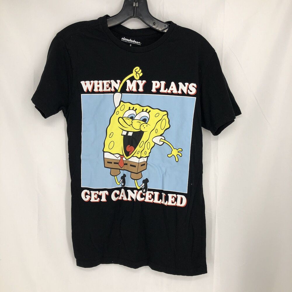 Spongebob Squarepants When My Plans Get Cancelled Black Graphic T Shirt SMALL